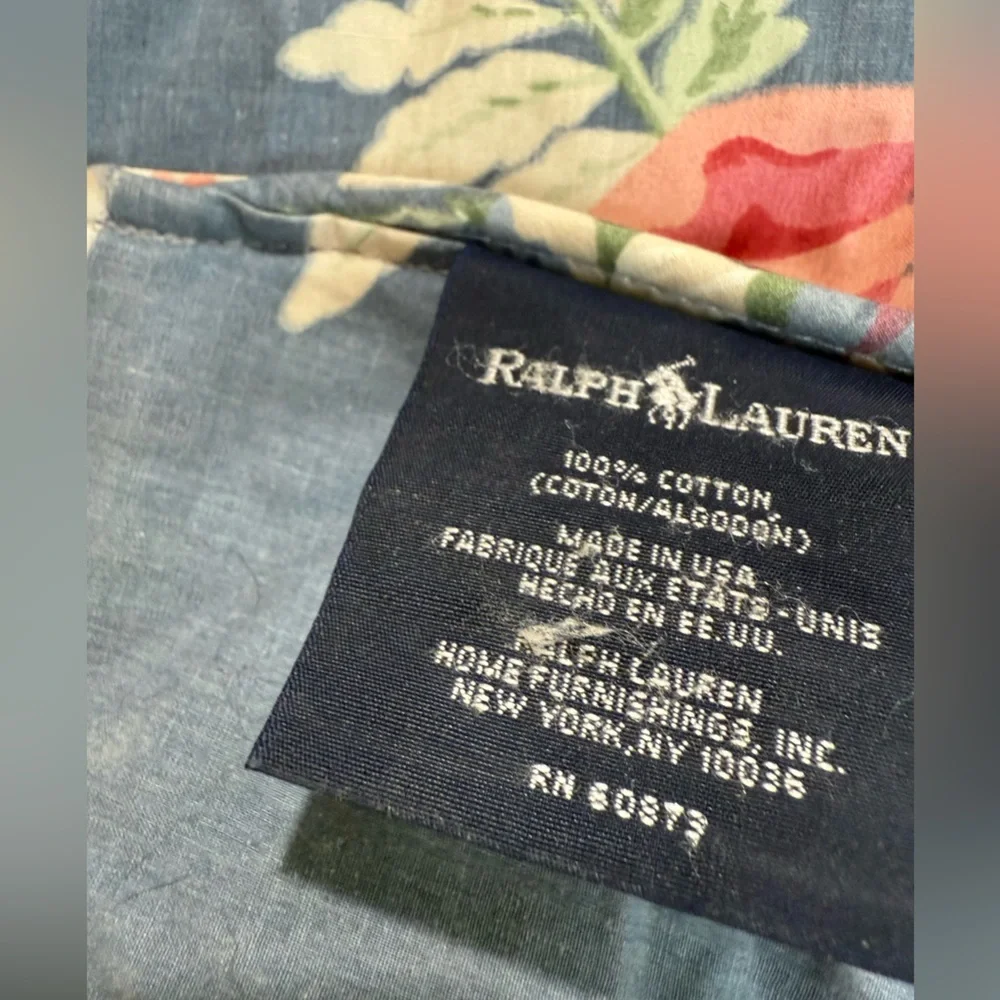 Ralph Lauren KIMBERLY Floral CABBAGE ROSE Twin Comforter Vintage Blue Label